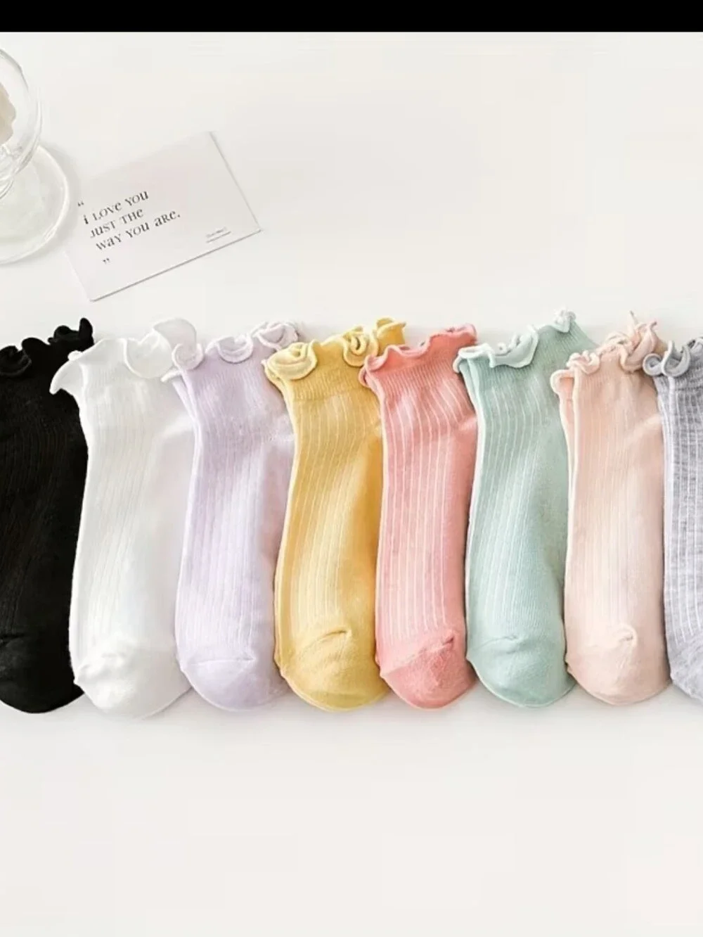 Ruffled Ankle Socks - Pastel & Neutral 8pcs - Picture 2 of 3